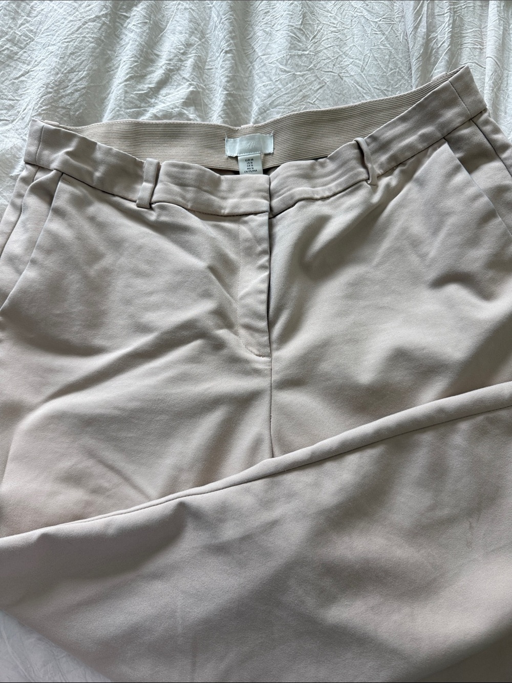 H&M Light Taupe High-Waist Trousers